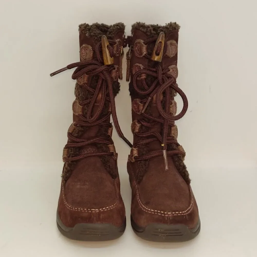Timberland Toddler Girls Pre-owned Tall Zippered Dark Brown Suede Boots- sz. 9